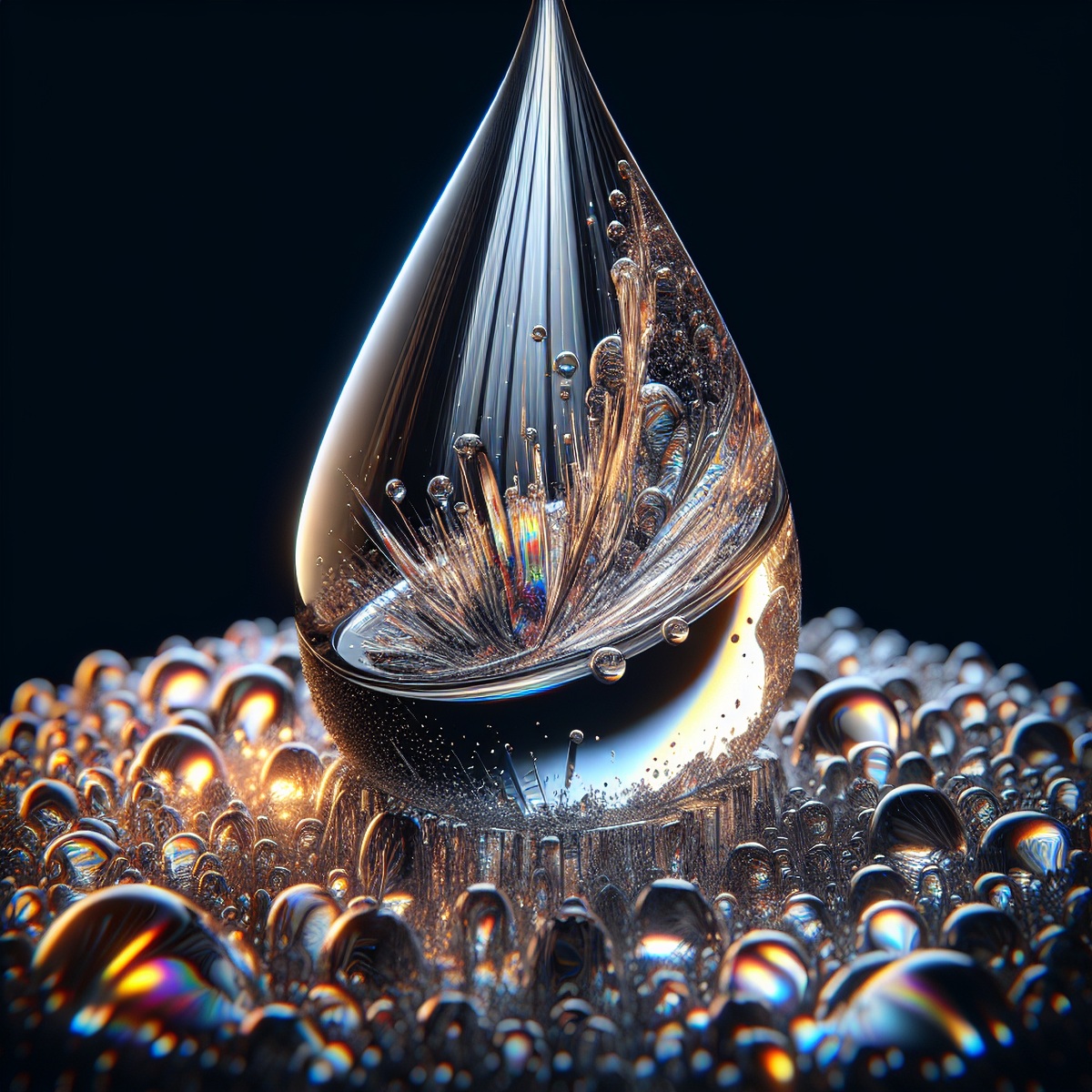 Crystal,Champagne,Glass,Macro,,Droplet,Shaped,Glass,Texture,,High,Contrast,